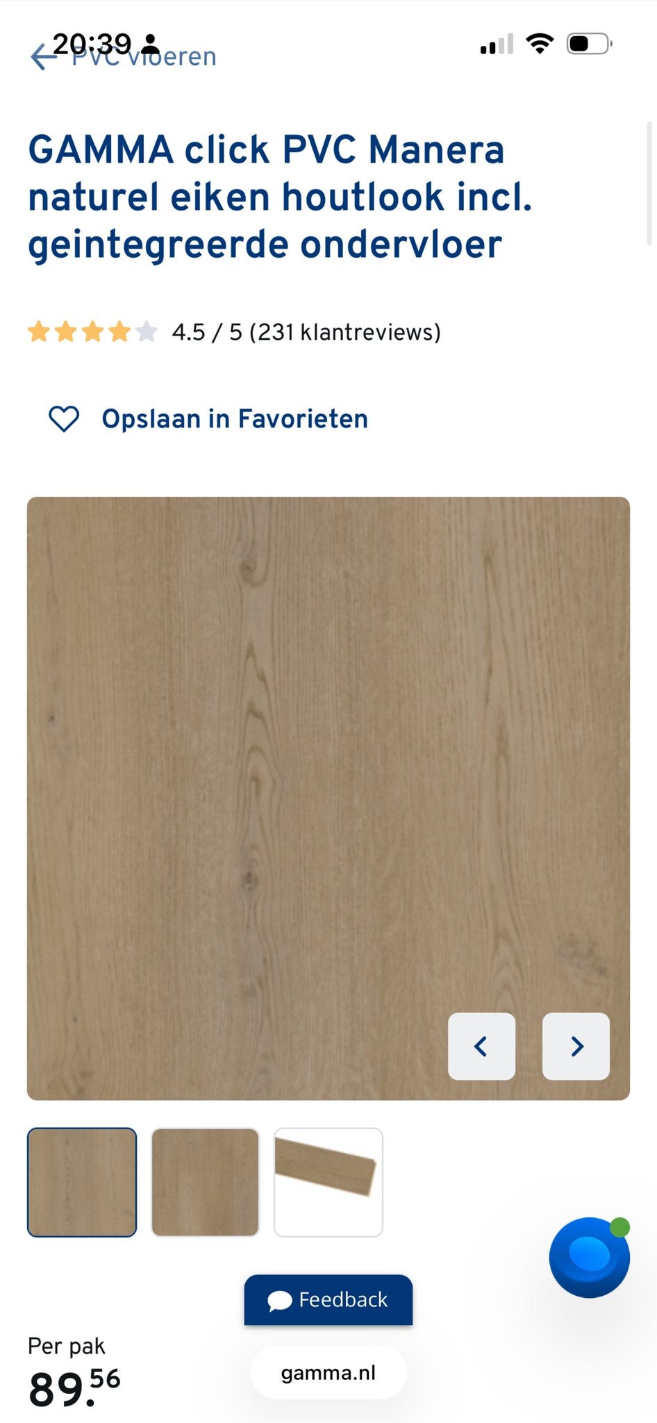 GAMMA click PVC Manera naturel eiken houtlook, Ophalen, Nieuw, Bruin, Overige typen