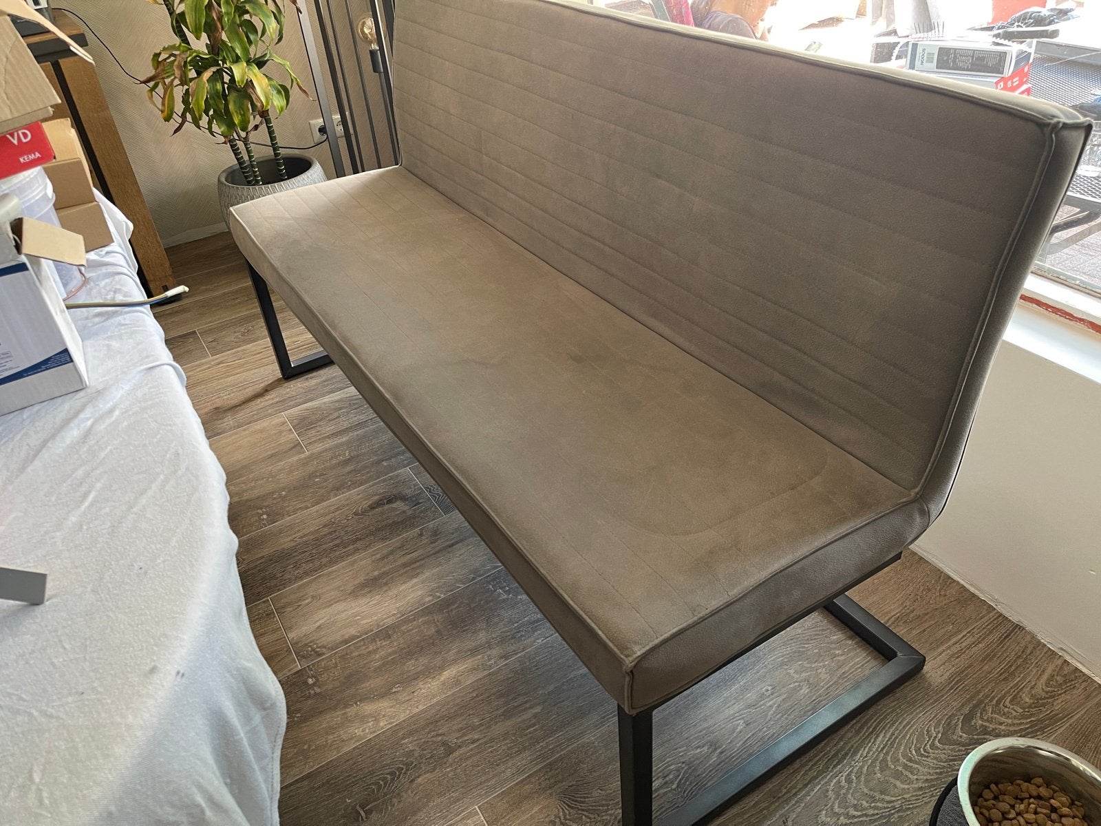 Moderne bank/eetbank - Grijs - 170 cm breed, Ophalen, Gebruikt, Minder dan 75 cm, 150 tot 200 cm