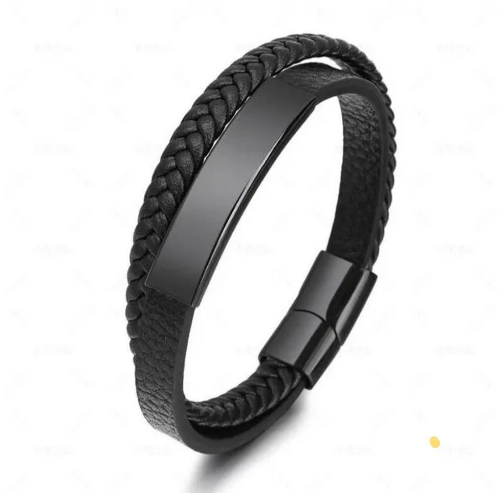 Exclusieve leren armband, Ophalen of Verzenden, Nieuw, Zwart, Leer