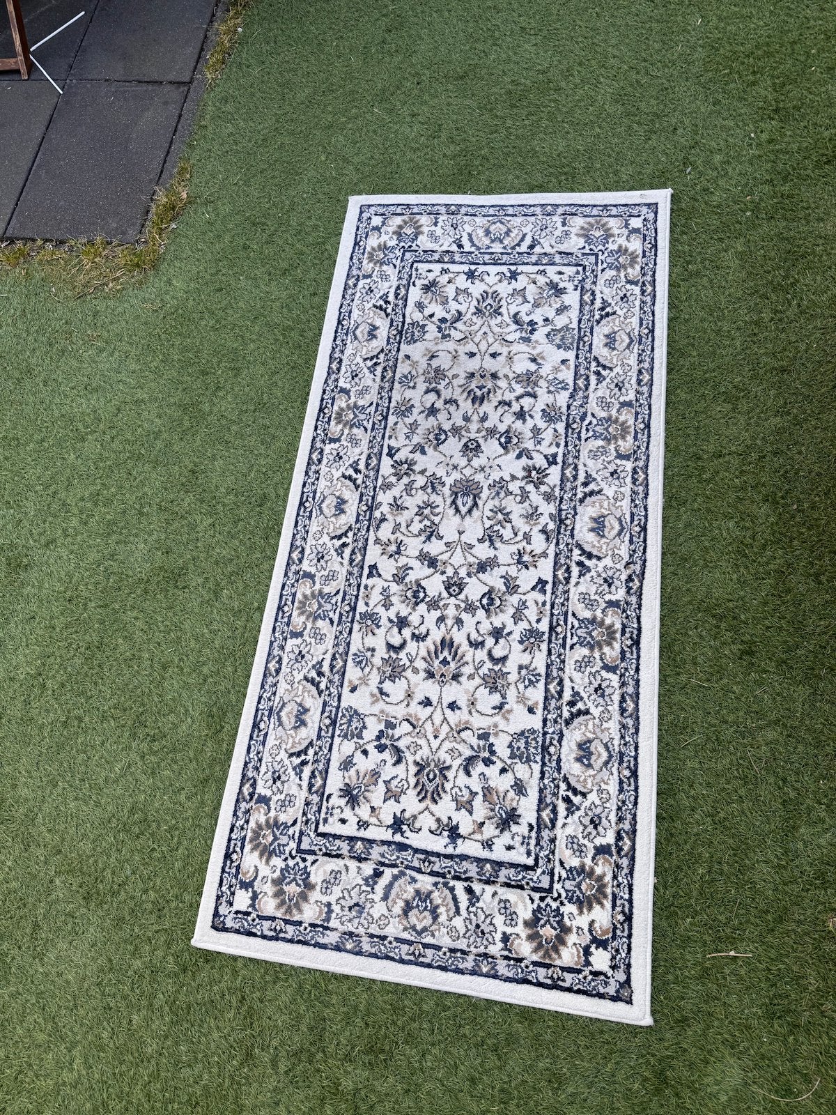 Ikea VALLÖBY laagpolig tapijt in beige/blauw; (80x180cm), Ophalen, Blauw, 200 cm of meer, Zo goed als nieuw