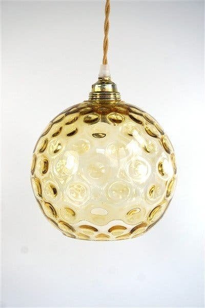 Vintage glazen lampenkap bol, Ophalen of Verzenden, Zo goed als nieuw, Glas, Nvt