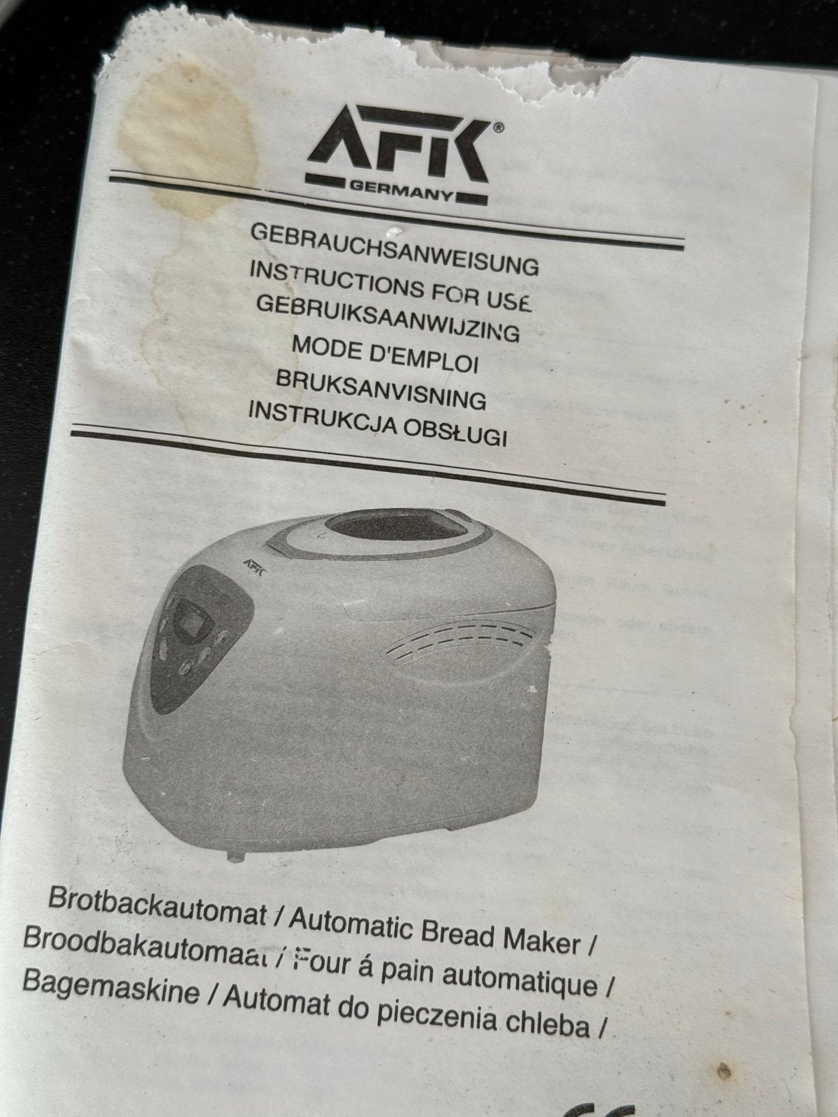 AFK Broodbakmachine – Automatische Bread Maker – Compleet, Met timer, 800 tot 1200 gram deeg, Ophalen of Verzenden, Gebruikt