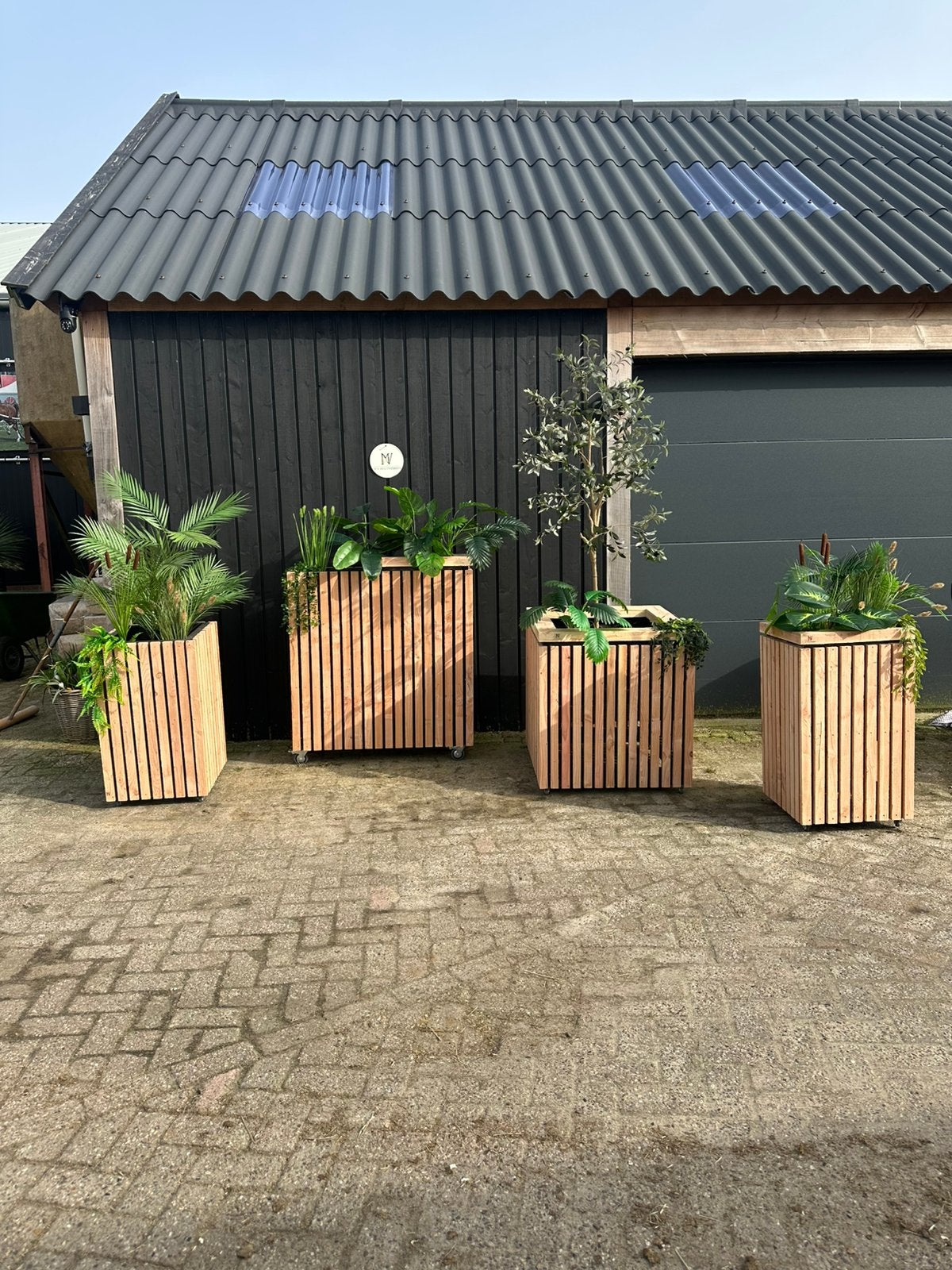 Mooie plantenbakken en roomdividers douglas, Tuin en Terras, Schuttingen, Ophalen, 1 tot 2 meter, Minder dan 3 meter, Zo goed als nieuw