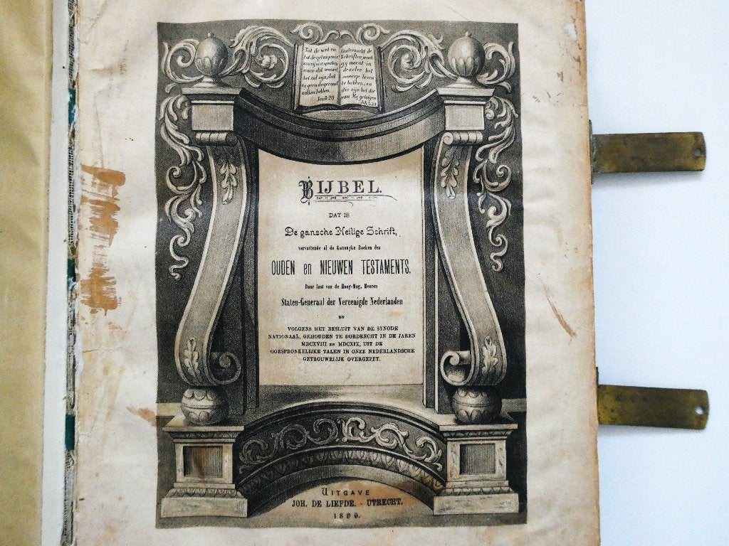 Antieke Statenbijbel (1896) Joh. de Liefde Utrecht, Antiek en Kunst, Ophalen of Verzenden, Joh. de Liefde Utrecht