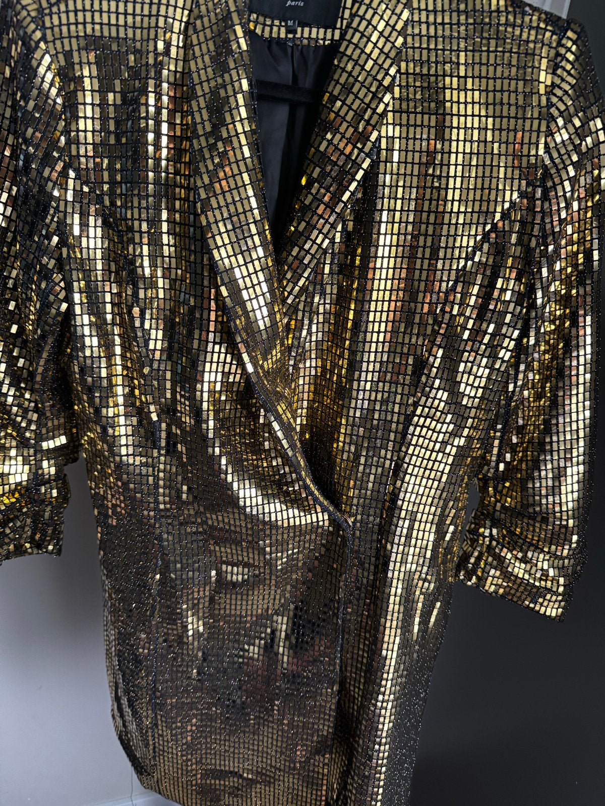 Gouden Colbert met pailletten - Drôle de copine - Maat M, Maat 38/40 (M), Ophalen of Verzenden, Zo goed als nieuw, Jasje