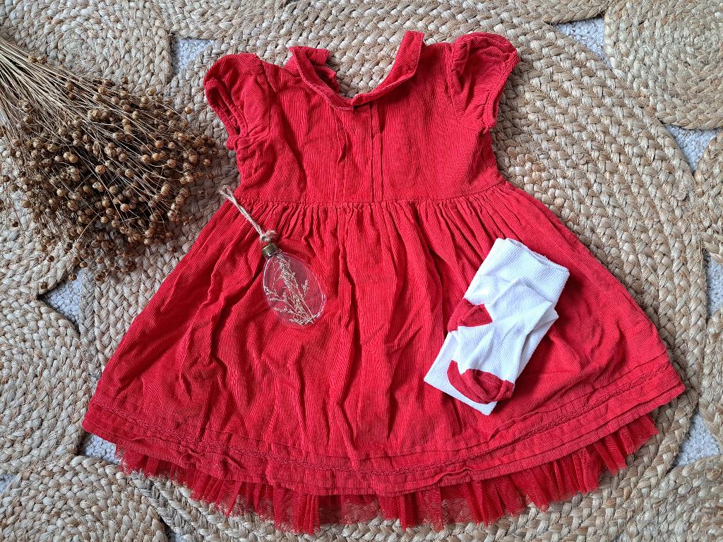 Prachtig rood kerstjurkje met bijpassende maillot maat 92/98, Ophalen of Verzenden, Zo goed als nieuw, Meisje, Jurk of Rok