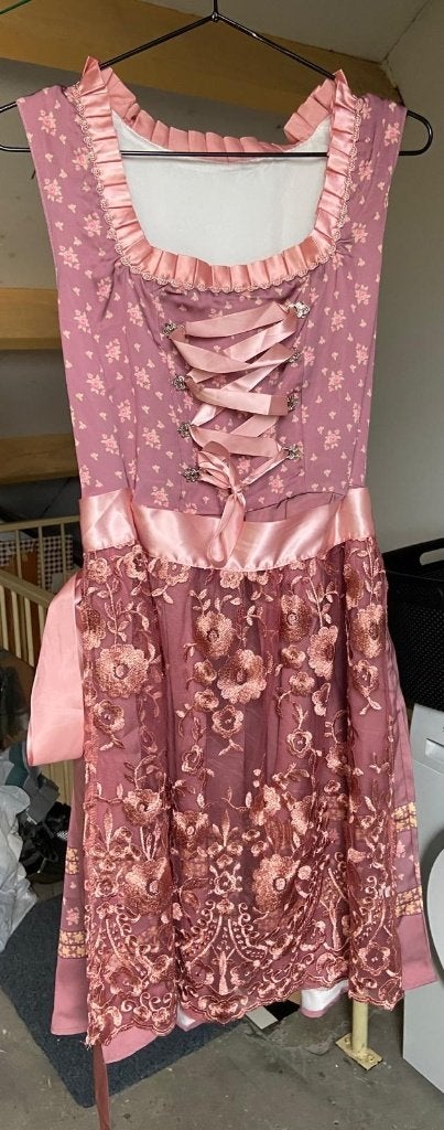 Dirndl jurk inclusief schort, oud roze, maat L, Maat 42/44 (L), Ophalen of Verzenden, Kleding, Overige thema's