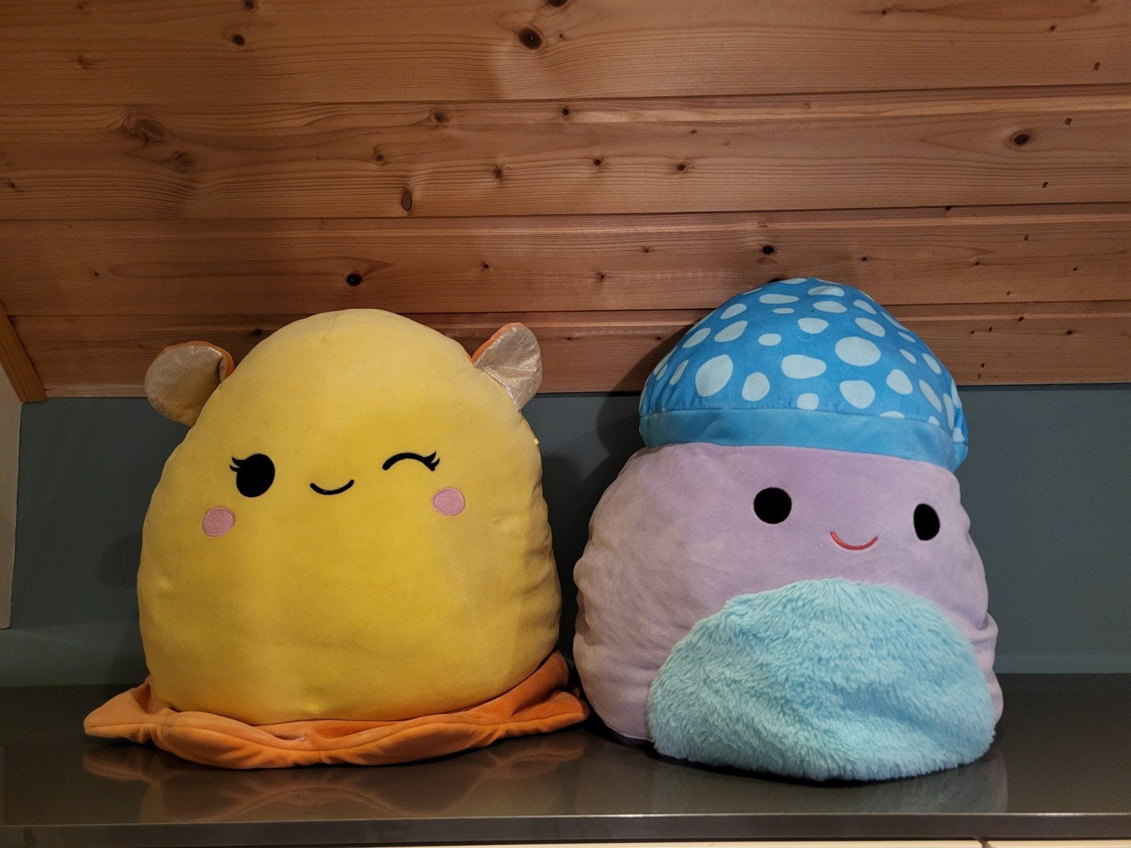 Squishmallow XXL knuffels - Geel en Paars, Geel, Ophalen of Verzenden, Zo goed als nieuw, Squishmallow