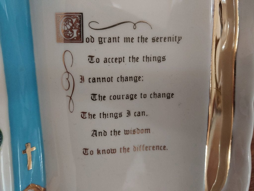 Vintage Serenity Gebed Plaquette met Lelietjes-van-dalen, Antiek en Kunst, Ophalen
