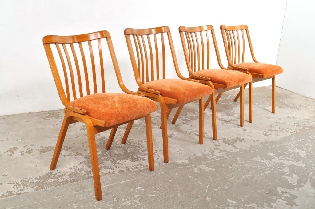 Vintage Ludvik Volak chairs set eetkamerstoelen jaren 60, Huis en Inrichting, Stoelen, Gebruikt, Vier, Ophalen of Verzenden