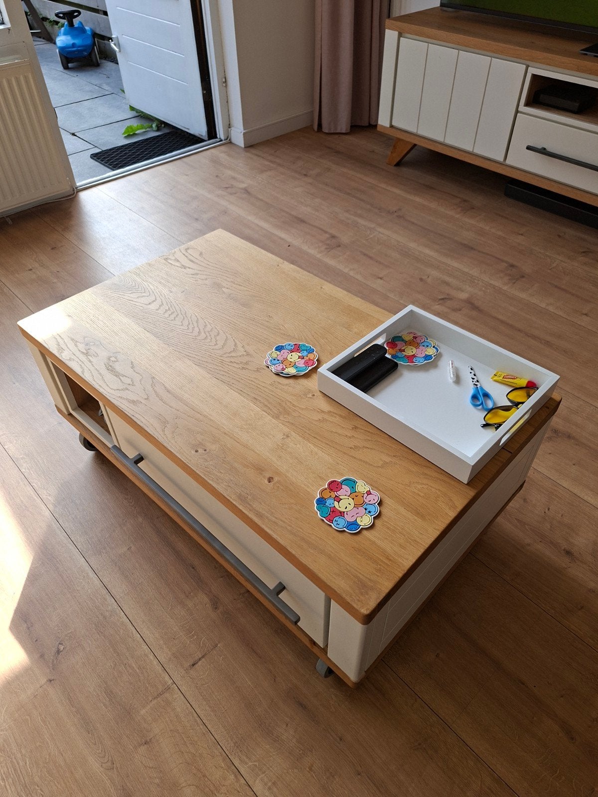 Henders & Hazel Salontafel Jardin 100x60cm eiken/wit, Huis en Inrichting, Ophalen, Gebruikt, 50 tot 100 cm, 50 tot 100 cm