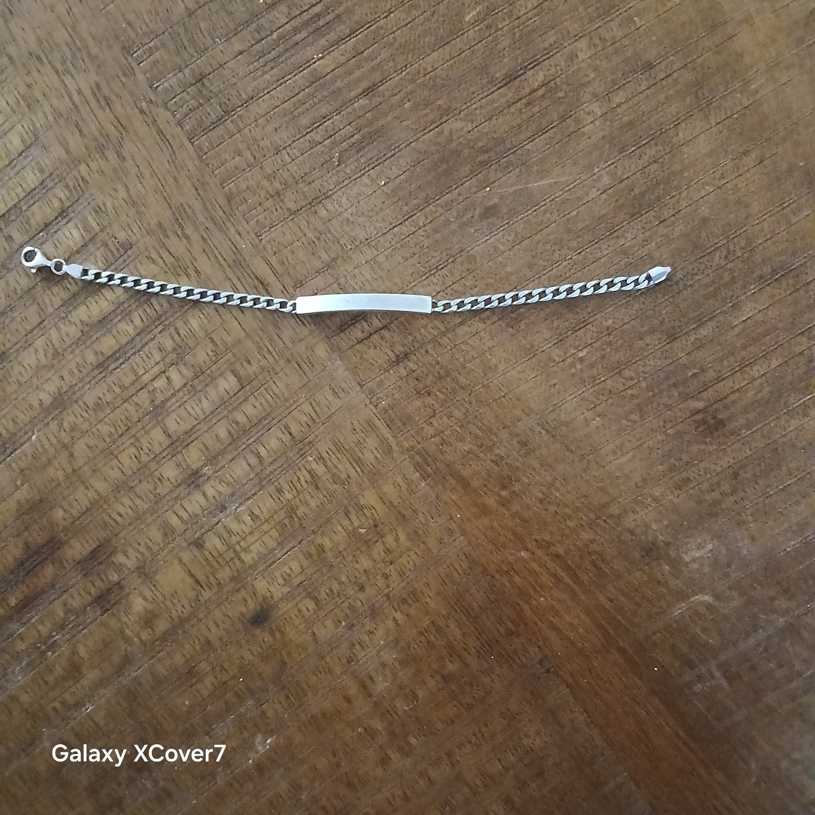 Zilverkleurige Armband met Naamplaatje, Ophalen of Verzenden, Gebruikt, Zilver, Zilver