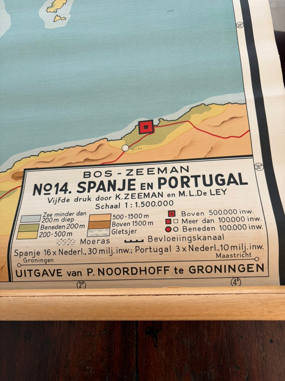 Schoolplaat Spanje -Portugal, Boeken, Spanje, 2000 tot heden, Ophalen of Verzenden, Landkaart