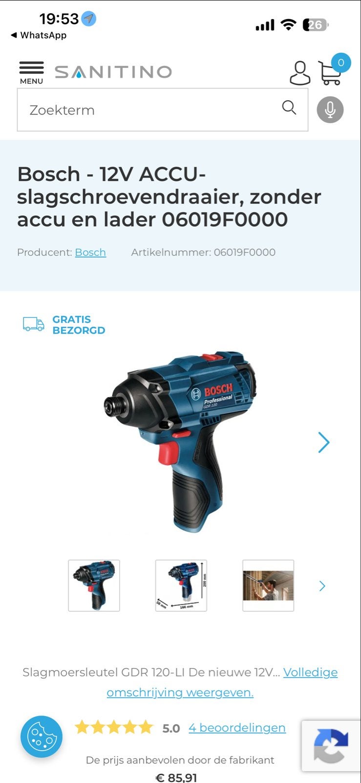 Bosch 12V Accu-slagschroevendraaier (zonder accu/lader), Variabele snelheid, Nieuw, Ophalen of Verzenden, Boor- en Schroefmachine