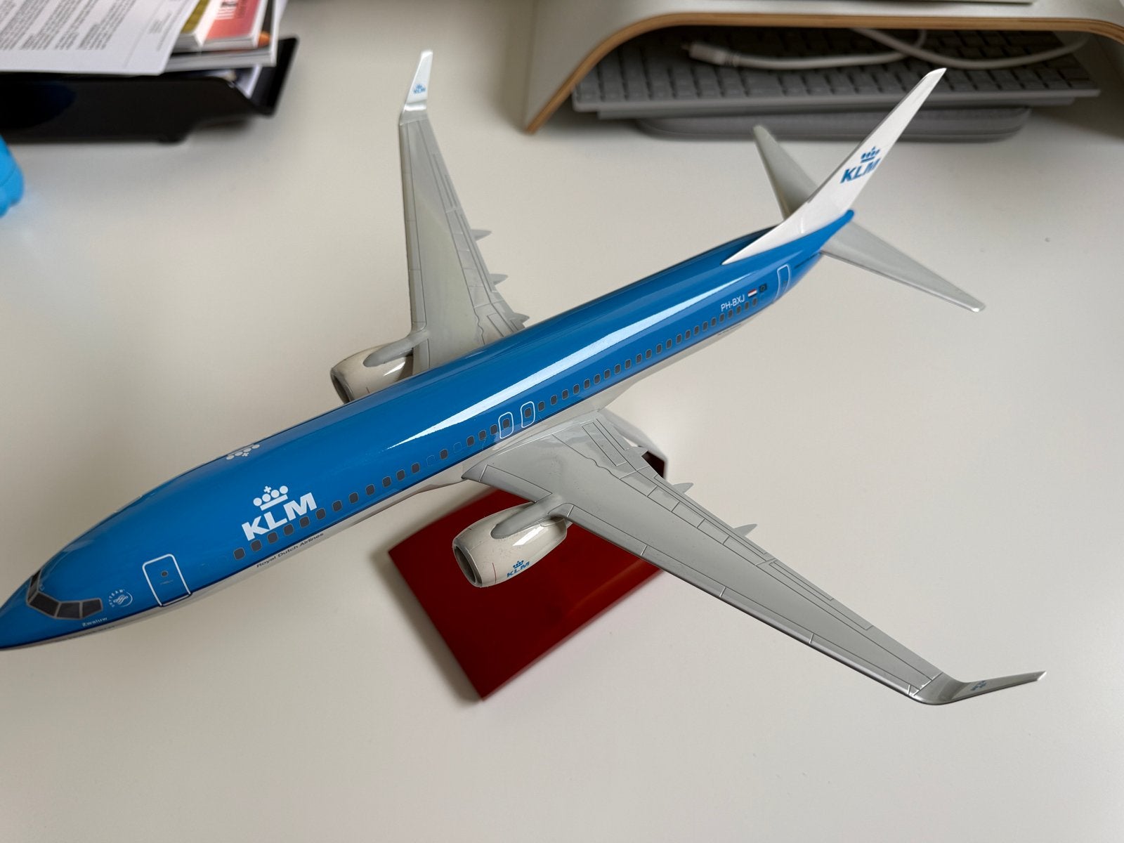 Boeing 737-800 schaal 1:100 KLM modelvliegtuig, Ophalen of Verzenden, Zo goed als nieuw, 1:72 tot 1:144, Vliegtuig