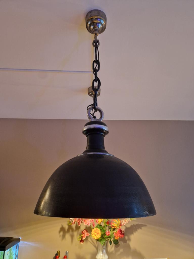 Industriële hanglamp - Zwart metaal, Ophalen, Zo goed als nieuw, Industrieel, Metaal