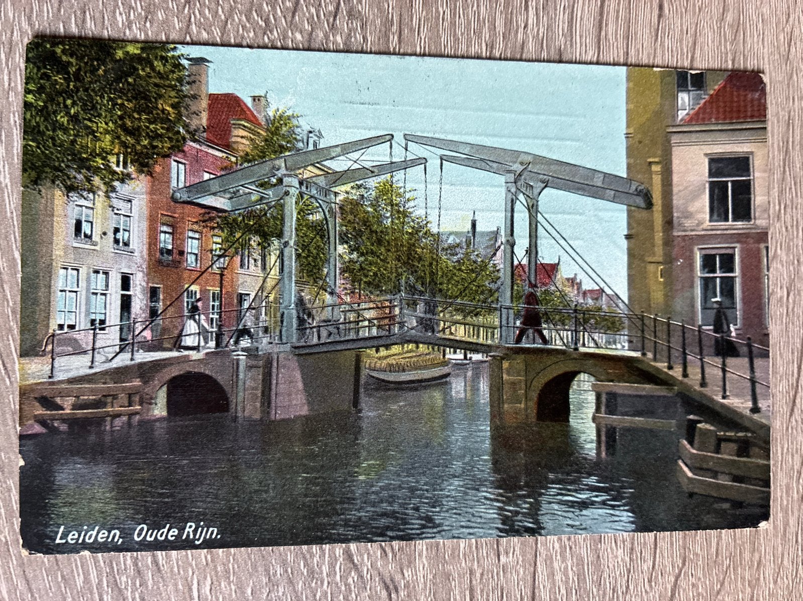 Oude Ansichtkaart Leiden, Oude Rijn - Gelopen 1907, Ophalen of Verzenden, Voor 1920, Gelopen, Zuid-Holland