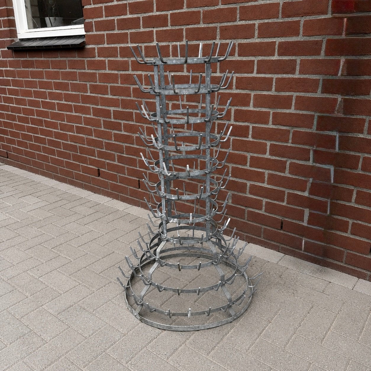 Groot Antiek Brocante Flessenrek voor Kerstballen Etc Zink, Ophalen of Verzenden