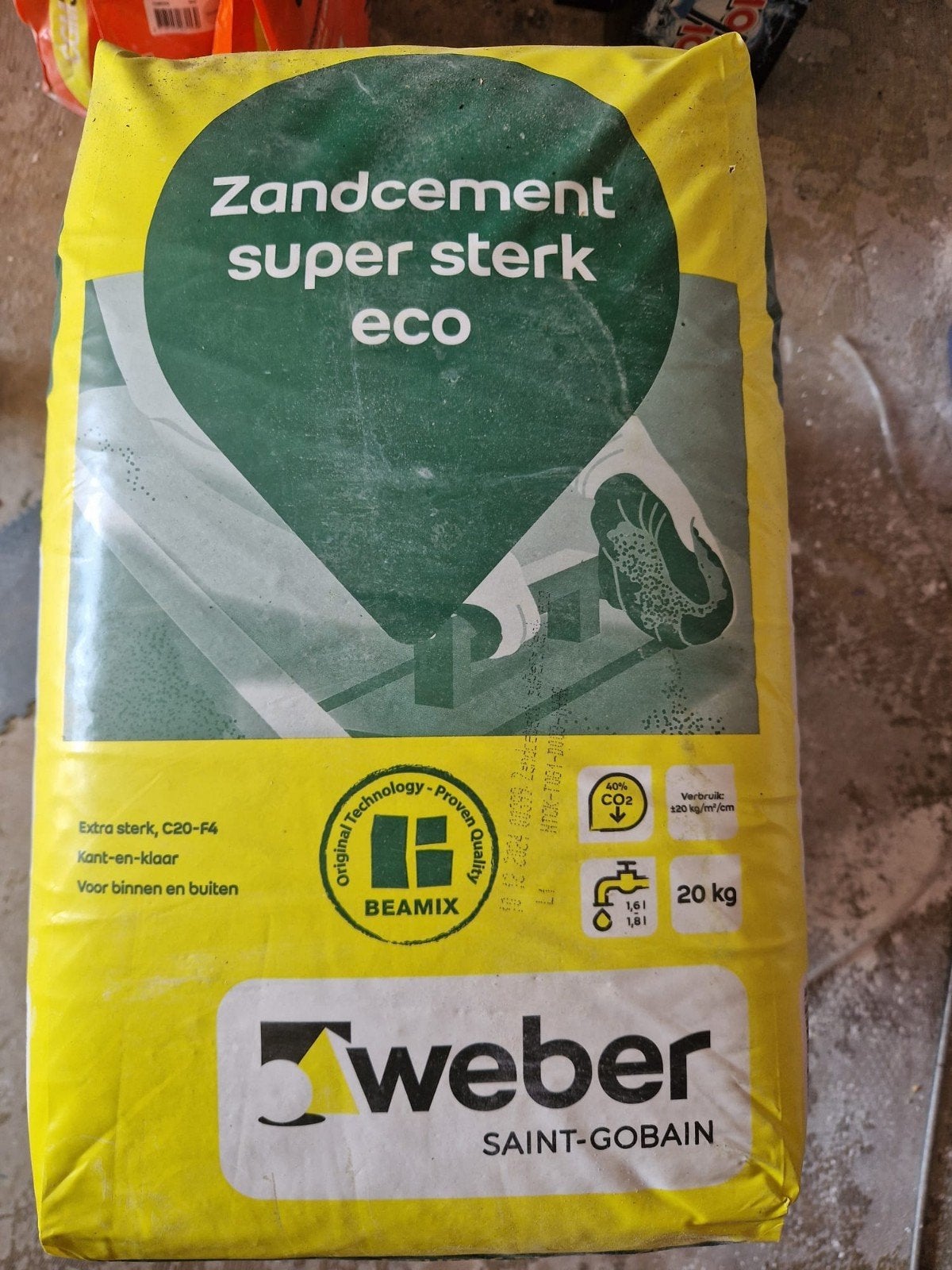6x Weber Zandcement Super Sterk Eco 20kg - 5 zakken, Ophalen, Nieuw