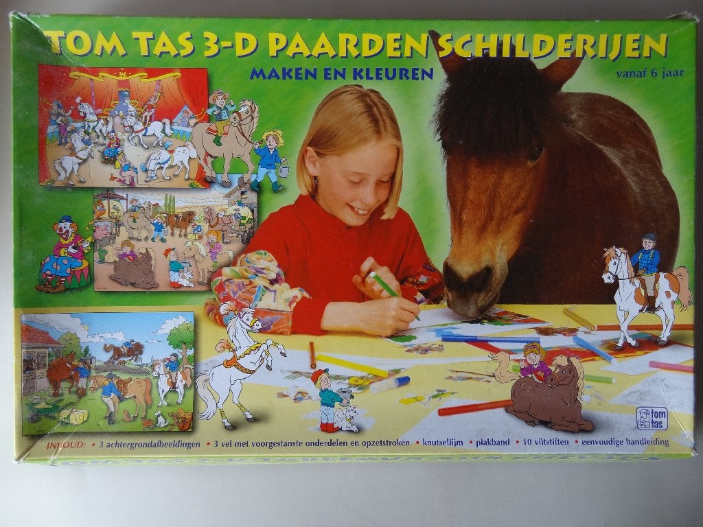 Tom Tas 3D Paarden Schilderijen, Gebruikt, Dieren, Ophalen of Verzenden, Papier of Karton