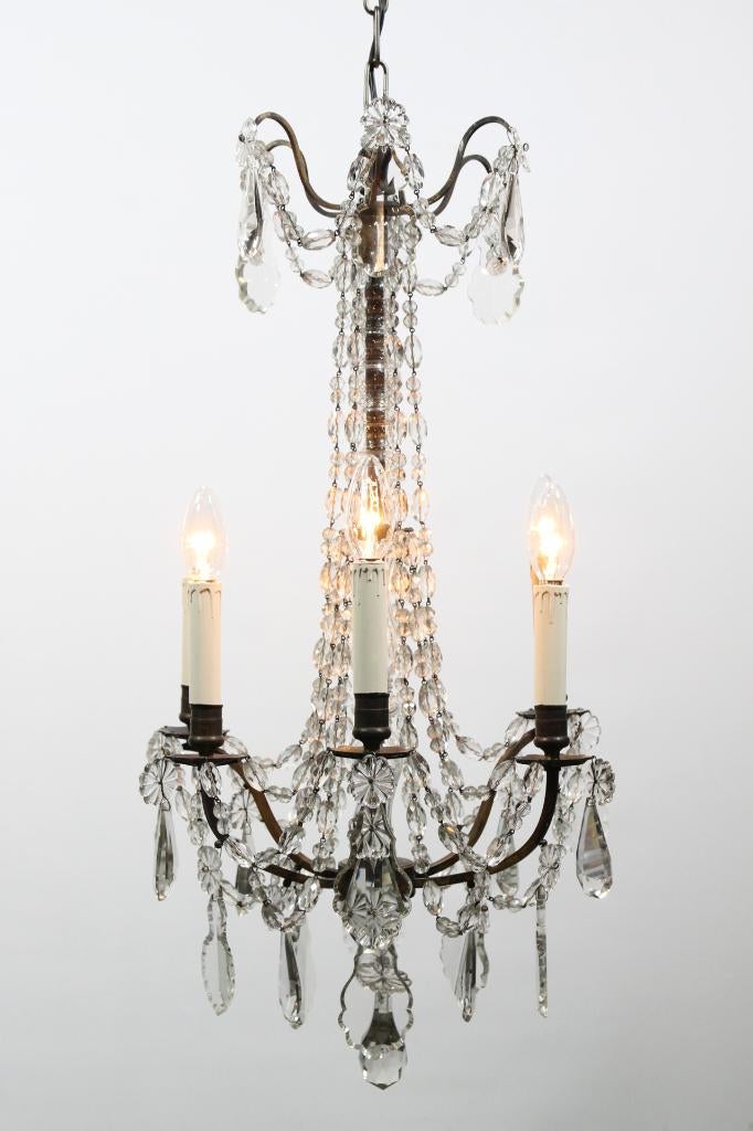 Franse kroonluchter met 6 lichtpunten, Antiek en Kunst, Ophalen of Verzenden