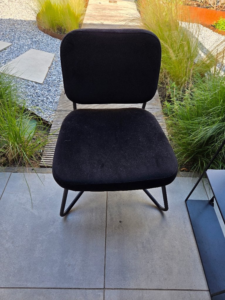 Zwarte fauteuille stoel met fluwelen zitting, Ophalen
