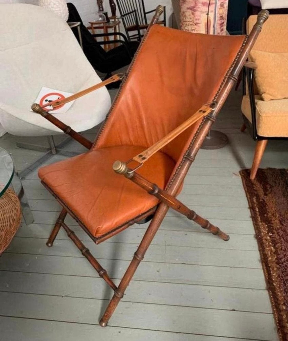 Vintage faux bamboo fauteuil klapstoel Maison Jansen safari, Ophalen of Verzenden