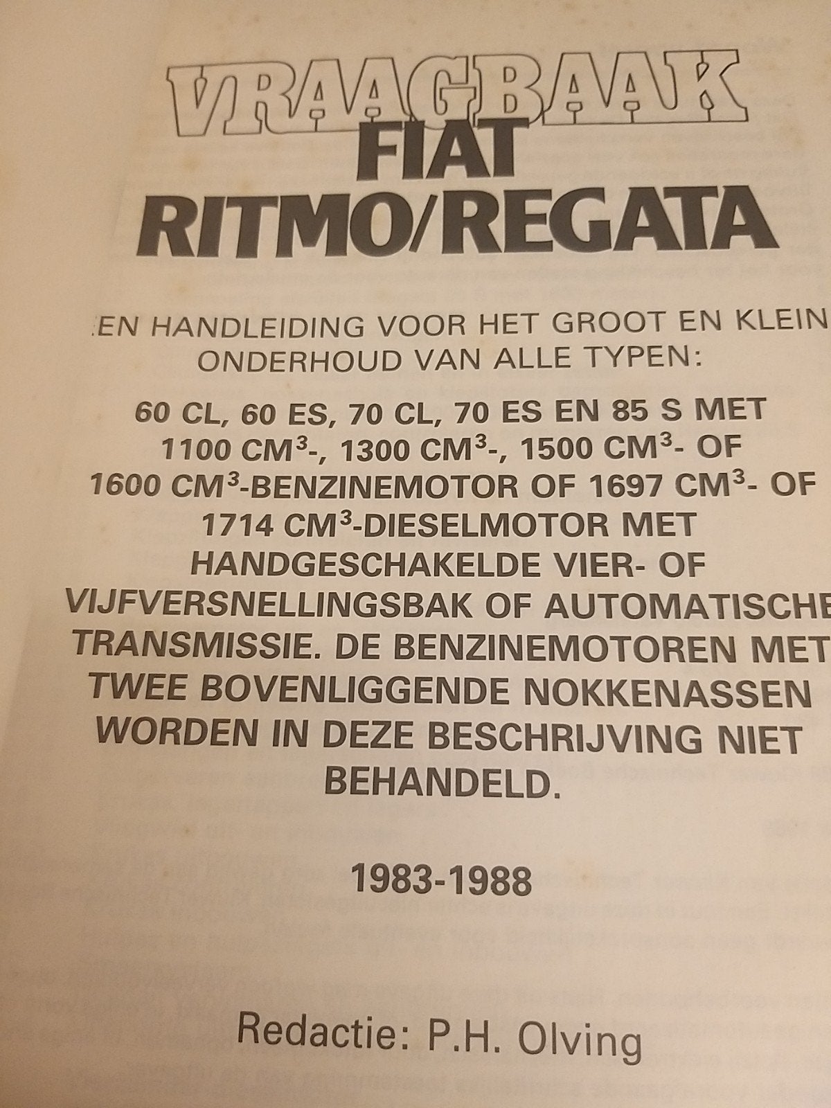 1983 1988 dikke 300blz Fiat Ritmo Regata vraagbaak izgst, Ophalen of Verzenden