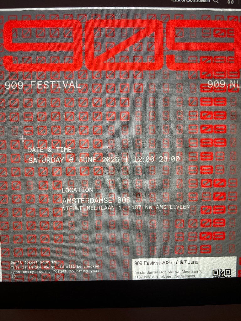 909 festival Zaterdag 6 juni Amsterdamse bos, Tickets en Kaartjes, Evenementen en Festivals, Twee personen