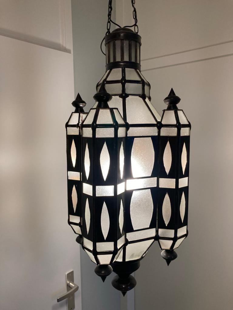 Prachtige Marokkaanse Lantaarn / Hanglamp XL (70cm), Ophalen, 50 tot 75 cm, Marokaanse/Ibiza stijl, Zo goed als nieuw