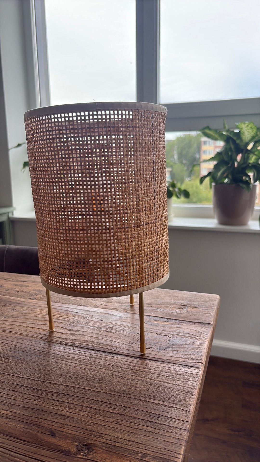 Rattan lamp, Ophalen, Zo goed als nieuw, Rond