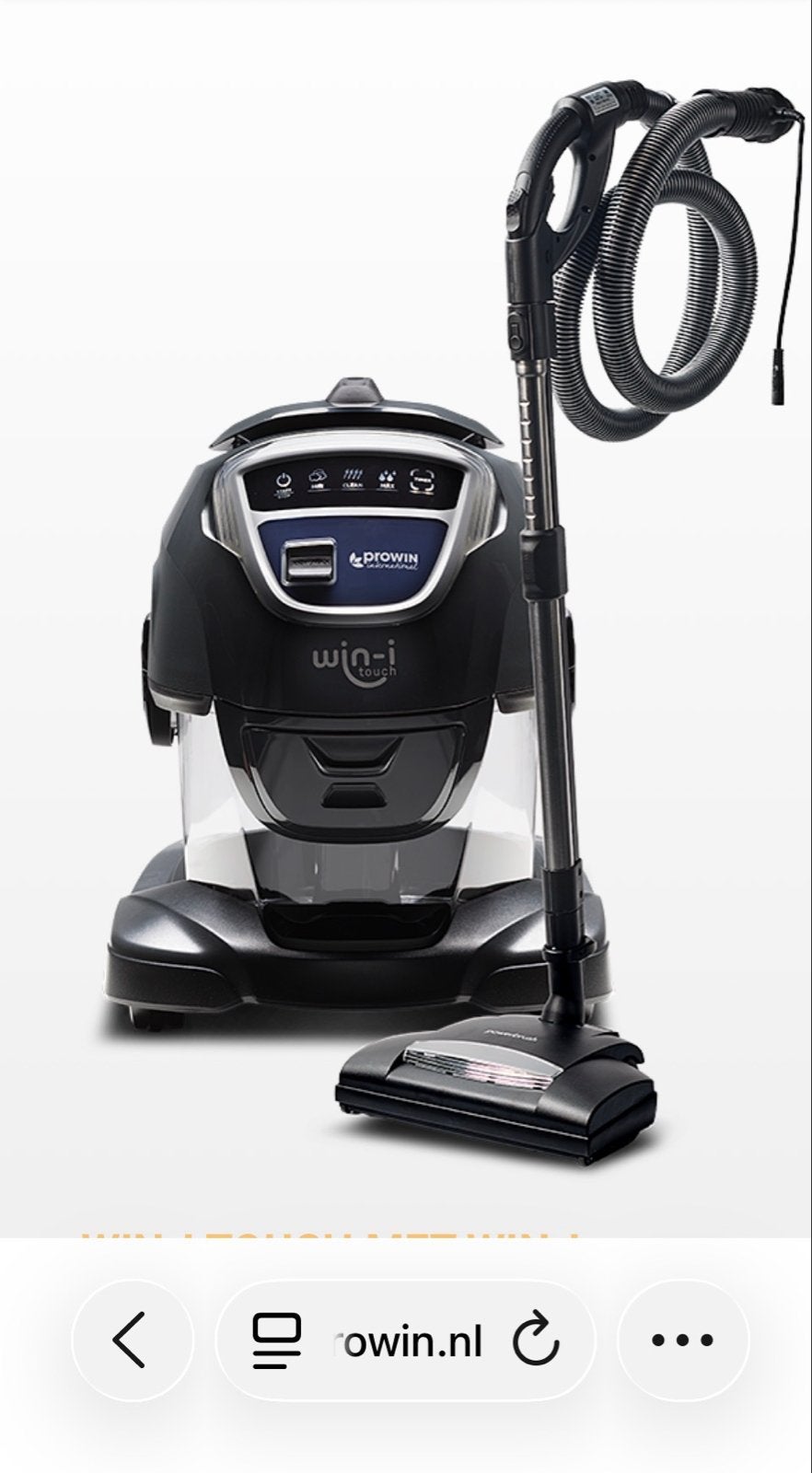 Prowin Win-i Touch Sledestofzuiger met waterfilter, Ophalen, Overige merken, Zo goed als nieuw, Reservoir