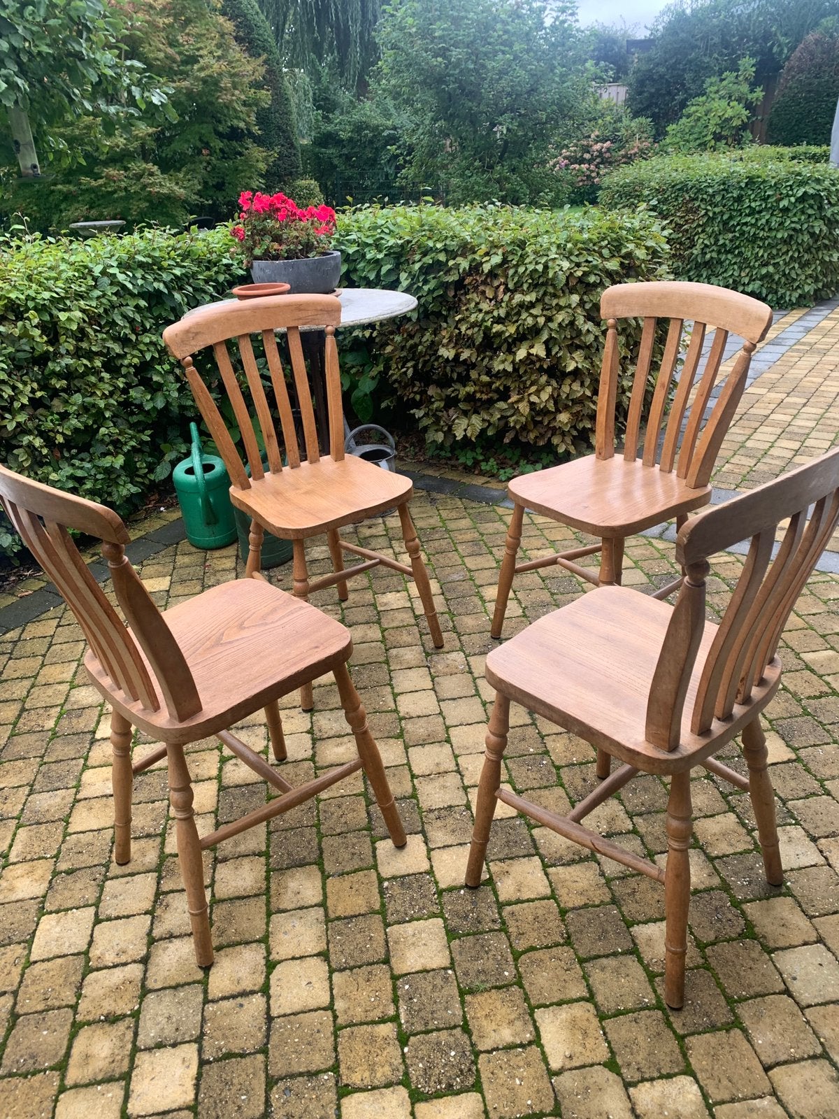 Klassieke Windsor-stijl houten keuken-/eetkamerstoel, Bruin, Ophalen of Verzenden, Vier, Hout