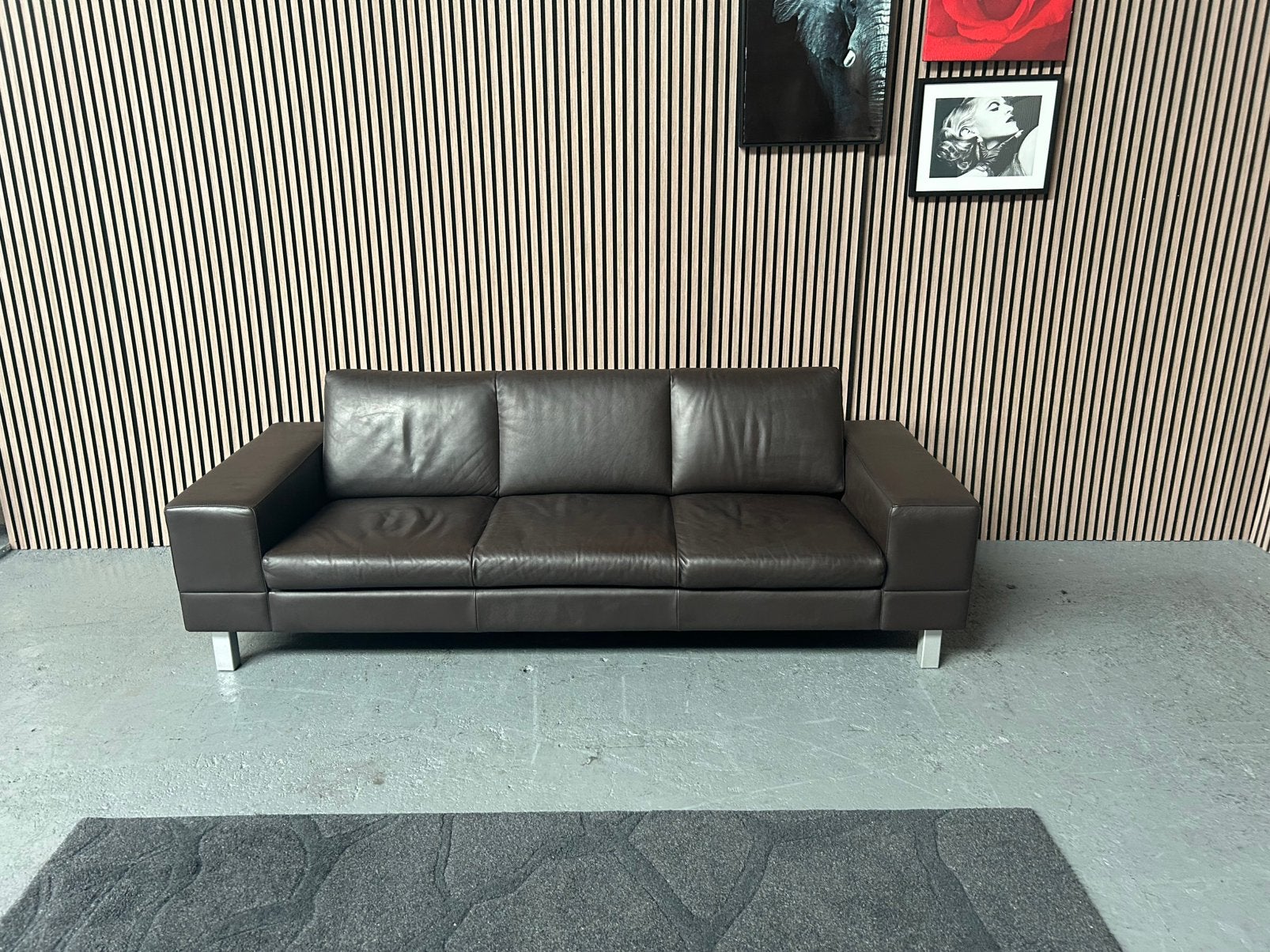 GRATIS LEVERING Leolux Antipode Bank Leer 235X88 GEREINIGD, Driepersoons, Ophalen of Verzenden, Zo goed als nieuw, Rechte bank