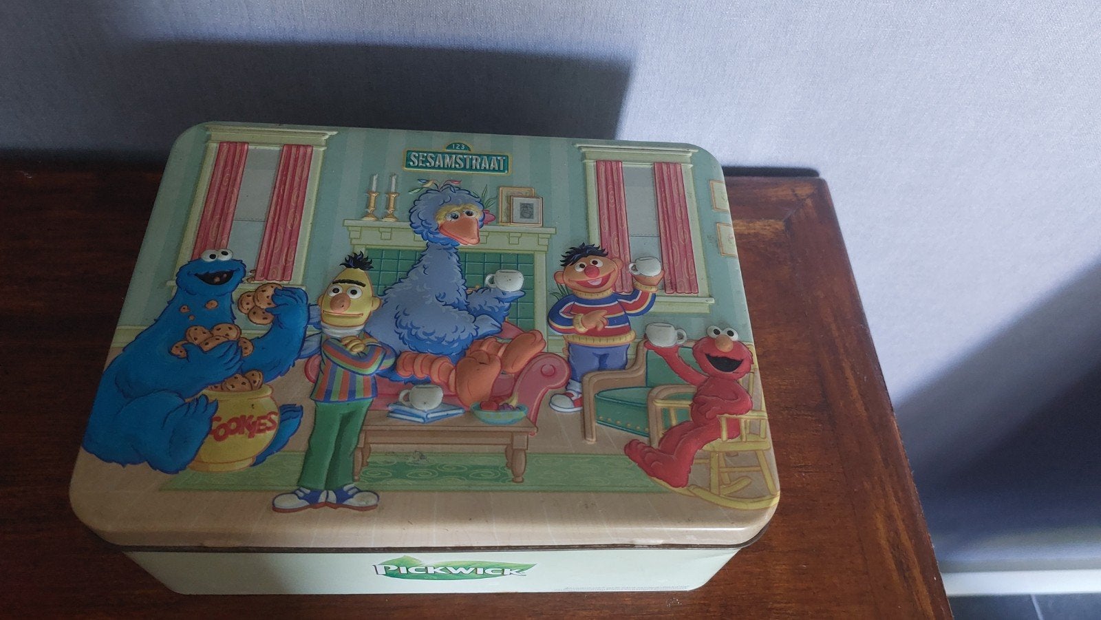 Vintage Sesamstraat Pickwick Opbergblik - Koekiemonster, Ophalen of Verzenden