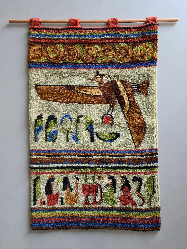 Egyptisch wand kleed met hiërogliefen wandkleed 65x100cm, Gebruikt, Meerkleurig, Wandkleed, 100 cm