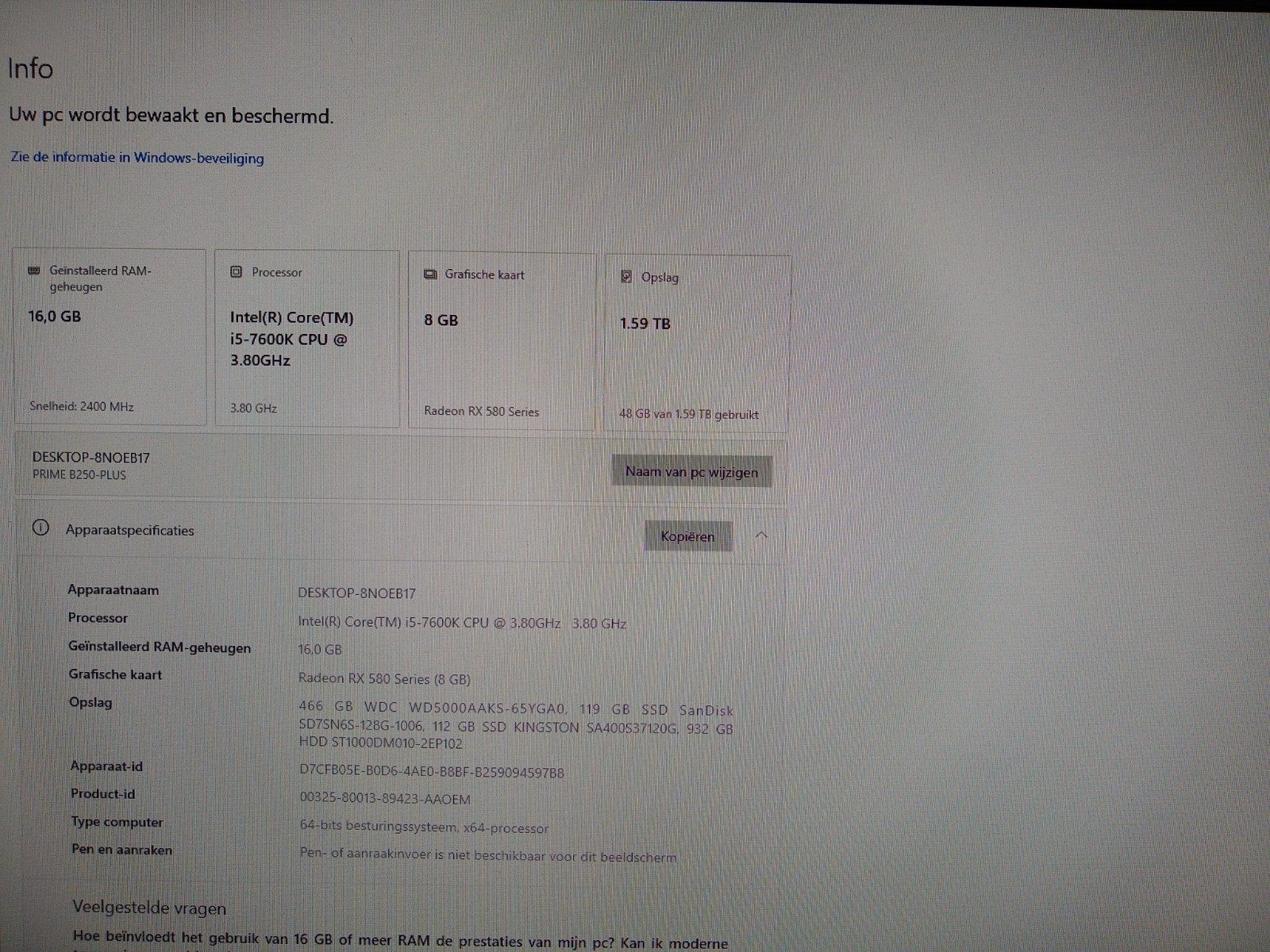 Gaming PC met Samsung monitor RX 580, i5 7600k,16gb ddr4, Computers en Software, Gebruikt, Zelf gebouwde pc, Gaming, HDD