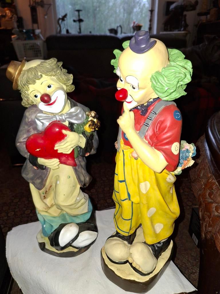 Twee vrolijke clown beelden - decoratie, Ophalen of Verzenden, Gebruikt