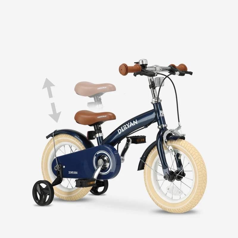 Deryan Luxe Kinderfiets 12 inch - 3 in 1 - loopfiets Blauw, Ophalen of Verzenden, Nieuw, Loopfiets