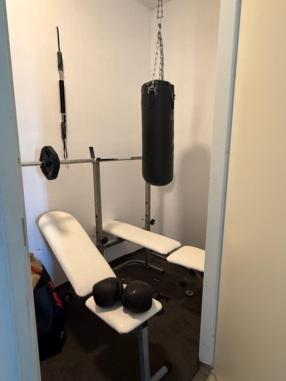Complete Fitness Set: Halters, Bank, Bokszak en Meer, Ophalen of Verzenden, Gebruikt, Benen, Dumbbell