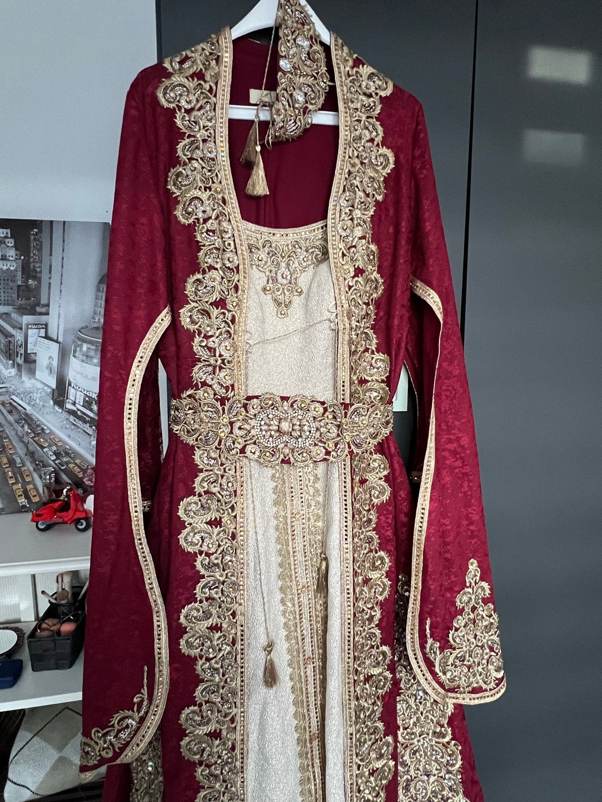 Prachtige Marokkaanse/ Turkse Caftan - Bordeauxrood met Goud, Overige typen, Zo goed als nieuw, Rood, Ophalen