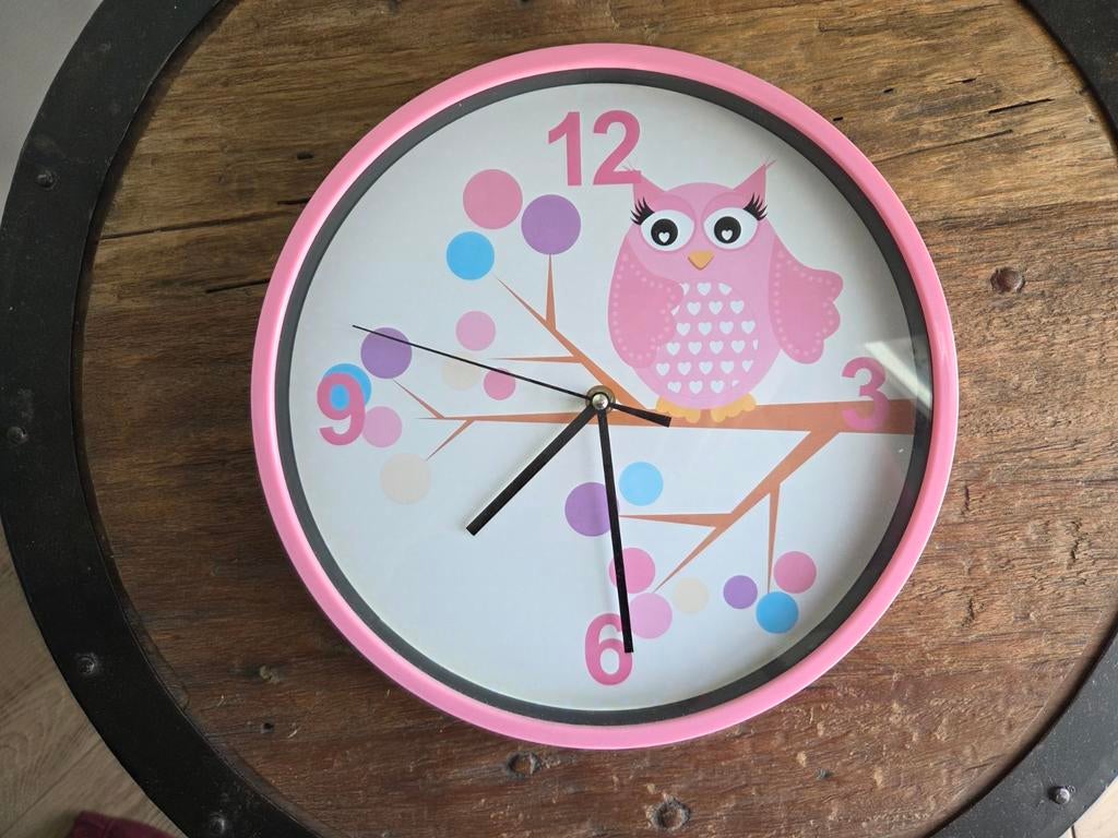 Klok met uil afbeelding, Ophalen of Verzenden, Zo goed als nieuw, Wandklok