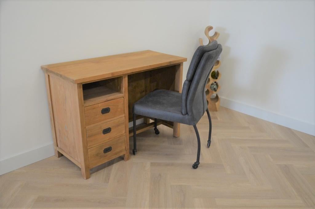 Teak bureau 110 cm breed, Huis en Inrichting, Bureaus, Met lades, 110 cm, Verzenden, Hout