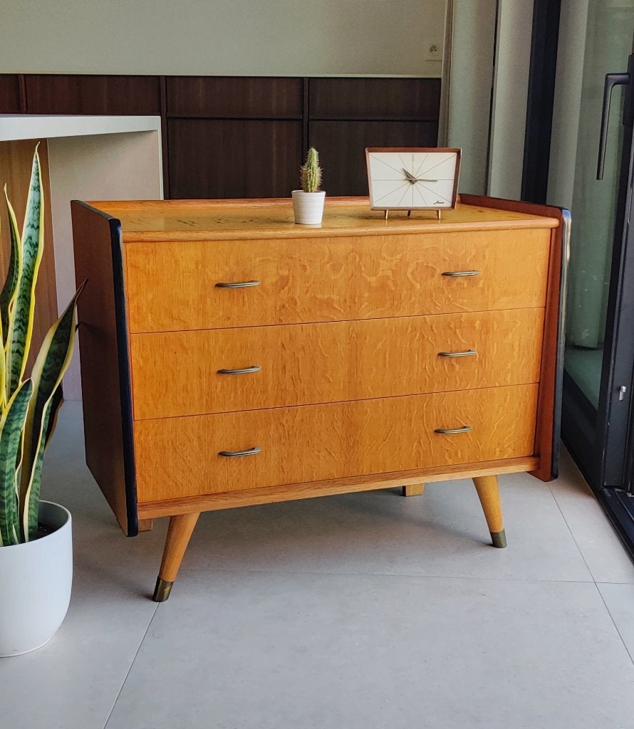 Prachtige authentieke vintage ladekast, Huis en Inrichting, Ophalen, 50 tot 100 cm, Zo goed als nieuw, 3 of 4 laden