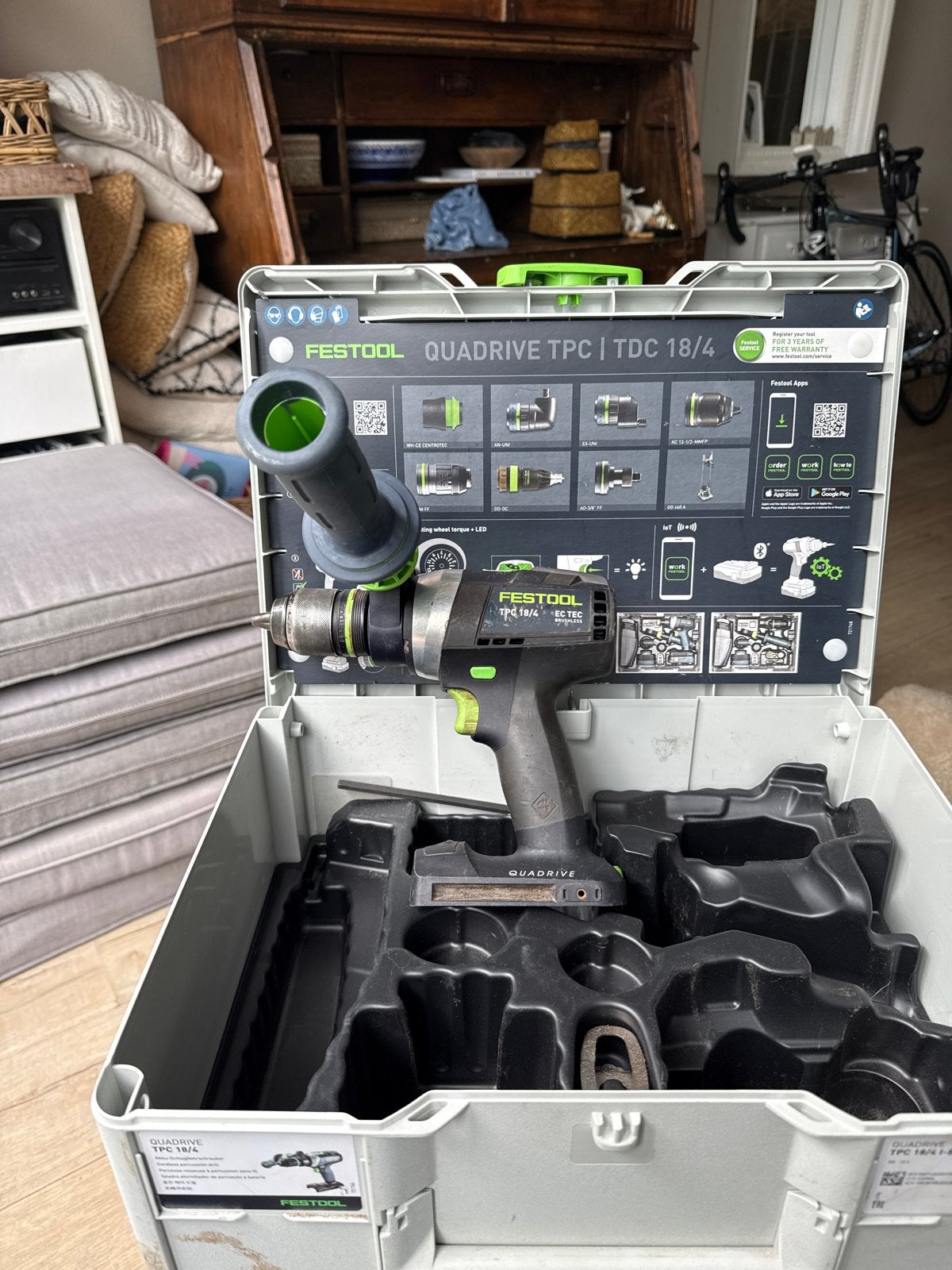 Festool QUADRIVE TPC 18/4 Accu Klopboormachine, Ophalen of Verzenden, Gebruikt, Boor- en Schroefmachine, Klopboormechanisme