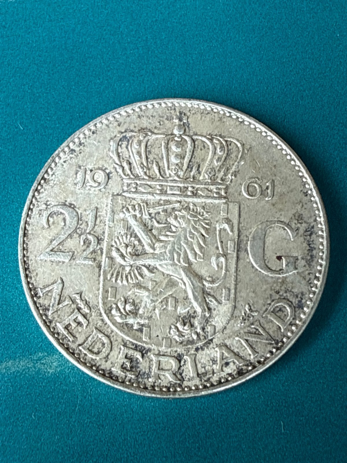 Zilveren 2½ Gulden Juliana 1961, Koningin Juliana, Zilver, Ophalen of Verzenden, Losse munt