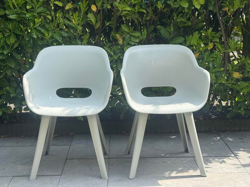 6 Allibert design tuinstoelen - lichtgrijs, weerbestendig, Tuin en Terras, Ophalen, Gebruikt, Kunststof