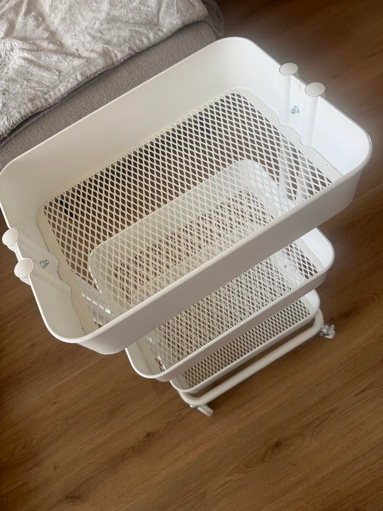 Witte metalen rolwagen met 3 planken, Ophalen, Zo goed als nieuw