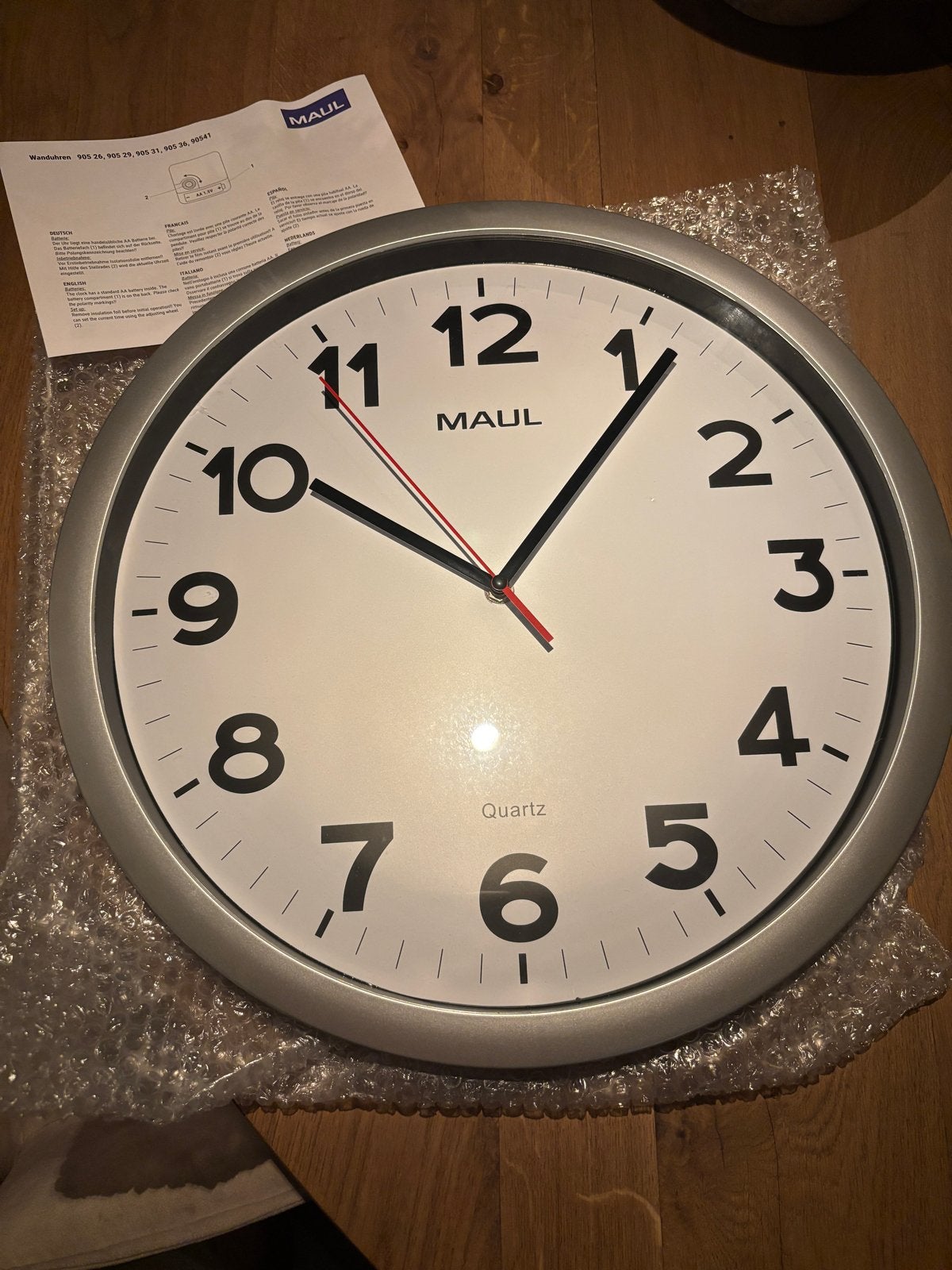Grote Maul Wandklok - 40cm Diameter, Quartz Uurwerk, Ophalen, Wandklok, Analoog, Werkt op batterijen