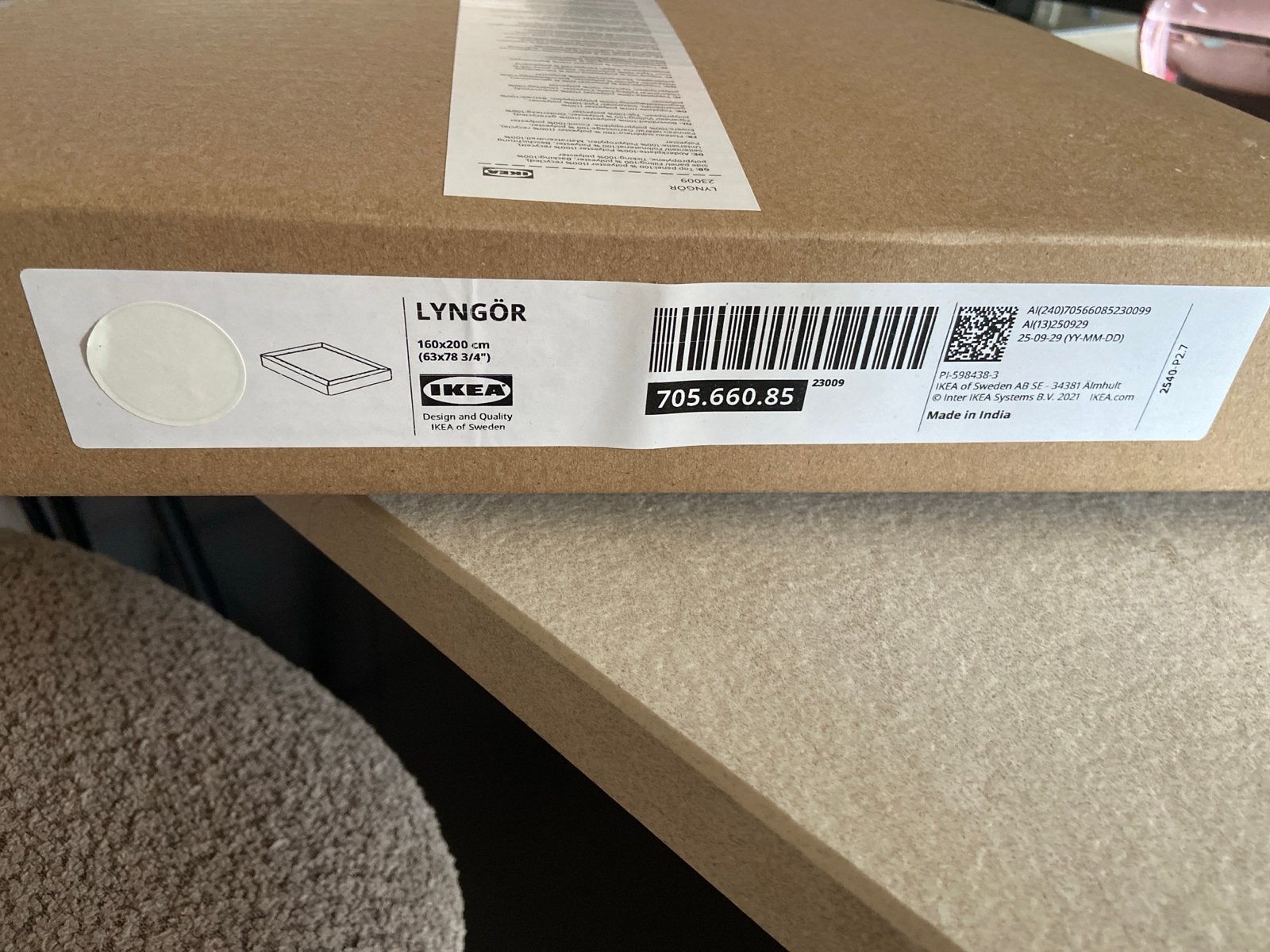 IKEA LYNGÖR Lattenbodem hoes 160x200 cm - Nieuw in doos, Verzenden, Wit, 200 cm, Stof
